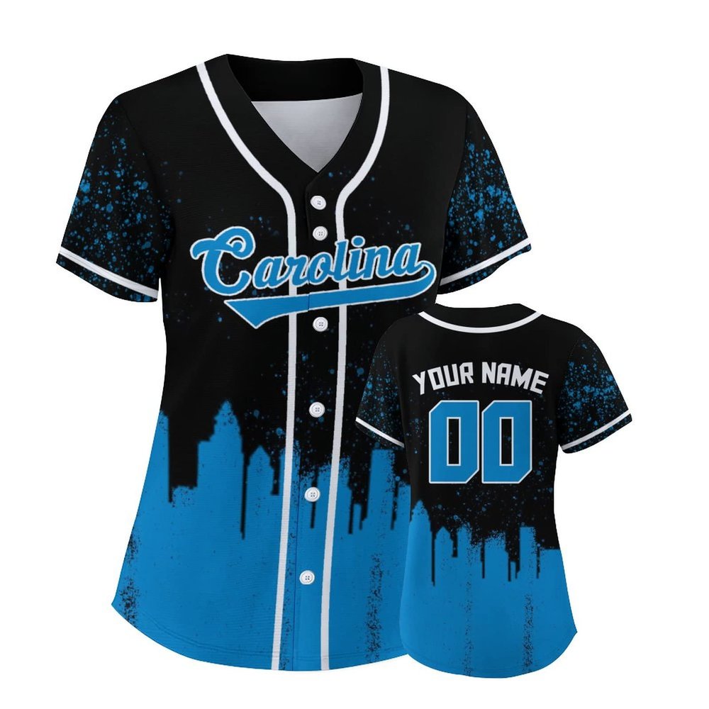 Custom Baseball Jersey Football City Skyline Design Hip Hop Button Down Shirt Stitched/Printed Personalized Name & Number Fans Gift for Football Mom Women Girls S-4XL