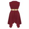 Yhong Women Color Block Liturgical Praise Dance Dress Sleeveless Lyrical Dance Dress Worship Tunic Overlays Burgundy Medium view 2