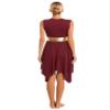 Yhong Women Color Block Liturgical Praise Dance Dress Sleeveless Lyrical Dance Dress Worship Tunic Overlays Burgundy Medium view 4