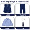 Boy's Formal Suit Set Slim Fit Kids Tuxedo Suits for Wedding Teen Toddler Boy Dress Suit Outfit Size 2 Dark Blue view 3