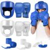 Kanayu 12 Pcs Kids Boxing Equipment Set for Beginners Ages 6-18 Years Including Boxing Helmet and Gloves Hand Wraps Sport Mouthguards Taekwondo Sparring Gear for Kids and Children(Blue, White) view 1