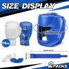 Kanayu 12 Pcs Kids Boxing Equipment Set for Beginners Ages 6-18 Years Including Boxing Helmet and Gloves Hand Wraps Sport Mouthguards Taekwondo Sparring Gear for Kids and Children(Blue, White) view 2
