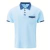 amazon deals Mens Shirts Casual Stylish Button Down Short Sleeve Polo Shirt Summer Vacation Shirts Loose Athletic Pullover Tee mens t shirts Light Blue XL view 3