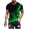 prime of day 2024 men T Shirts for Man Big and Tall Short Sleeve Casual Athletic Shirts Funny 3D Flame Print Graphic Tee Shirts for Men funny t shirts for men 2024 Green 2X view 1