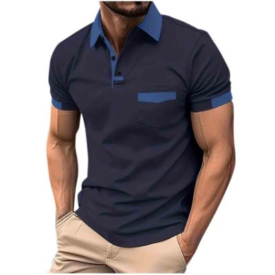 amazon amazon amazon Mens Shirts Casual Stylish Button Down Short Sleeve Polo Shirt Summer Vacation Shirts Loose Athletic Pullover Tee golf shirts for men 2024 Navy M