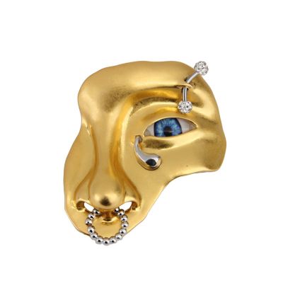 Staol Exaggerated Vintage Half Face Brooch - Alloy Fashion Coat Lapel Pin - Orcs Mask Clothing Jewelry