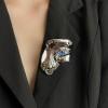 Staol Exaggerated Vintage Half Face Brooch - Alloy Fashion Coat Lapel Pin - Orcs Mask Clothing Jewelry view 4