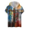 Graphic Tees for Men Casual Stylish Short Sleeve Pullover Hooded Shirts Loose Fit Gradient Color Drawstring Shirt mens golf shirt Multicolor 2X view 1