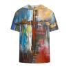 Graphic Tees for Men Casual Stylish Short Sleeve Pullover Hooded Shirts Loose Fit Gradient Color Drawstring Shirt mens golf shirt Multicolor 2X view 2