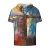 Graphic Tees for Men Casual Stylish Short Sleeve Pullover Hooded Shirts Loose Fit Gradient Color Drawstring Shirt mens golf shirt Multicolor 2X view 3
