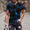 T Shirts for Man Big and Tall Short Sleeve Casual Athletic Shirts Funny 3D Flame Print Graphic Tee Shirts for Men Men Shirts Blue 2X view 2