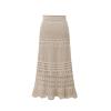 Generic Women's High Waist Crochet Skirt Summer Beach Hollow Out Knit Patterned Lace Skirt Plus Size Stretch Bodycon Maxi Skirt Khaki, XX-Large view 3