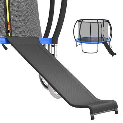 Universal Trampoline Slide Ladder for 10/12/14/15FT Trampolines, Black and Silver Design with Heavy Duty Steel Frame, Easy to AssembleSafety & Buffer Bottom for Kids to Climb Up & Slide Down(Black)
