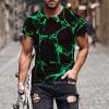 T Shirts for Man Big and Tall Short Sleeve Casual Athletic Shirts Funny 3D Flame Print Graphic Tee Shirts for Men Funny Shirts for Men 2024 Green 2X view 2
