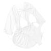 3 Piece Bikini Sets for Women,2024 Summer Sexy Halter Tie Triangle Bikini Set Two Piece Bathing Suit,Trendy Sheer Mesh Long Sleeve Drawstring Cover Up Romper Beach Vacation Wear(White,X-Large) view 3