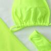 3 Piece Swimsuits for Women,2024 Summer Sexy Halter Lace Up Two Piece Triangle Bikini Set,Trendy Drawstring Sheer Mesh Long Sleeve Cover Up Romper Bathing Suit Beach Outfits(Fluorescent Green,L) view 3