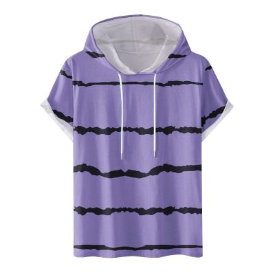 Amazon Deals Graphic Tees for Men Casual Stylish Short Sleeve Pullover Hooded Shirts Loose Fit Gradient Color Drawstring Shirt Mens t Shirts Purple XL