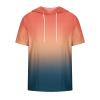 amazon of Graphic Tees for Men Casual Stylish Short Sleeve Pullover Hooded Shirts Loose Fit Gradient Color Drawstring Shirt mens beach shirts Orange 2X view 2