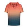 amazon of Graphic Tees for Men Casual Stylish Short Sleeve Pullover Hooded Shirts Loose Fit Gradient Color Drawstring Shirt mens beach shirts Orange 2X view 3