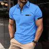 RTTUIOP Men's Polo Shirts V Neck Short Sleeve Casual T-Shirt Solid/Color Block Slim Fit Golf Shirt with Pocket Camisas para Hombres Polo Shirts for Men view 2