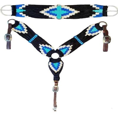 Cheval's International Wool Mohair Free Size Breast Collars and Cinch Combo : Premium Quality Horse Riding Equipment and Stylish Collar Accessories(Multi1_Cinch - 28)