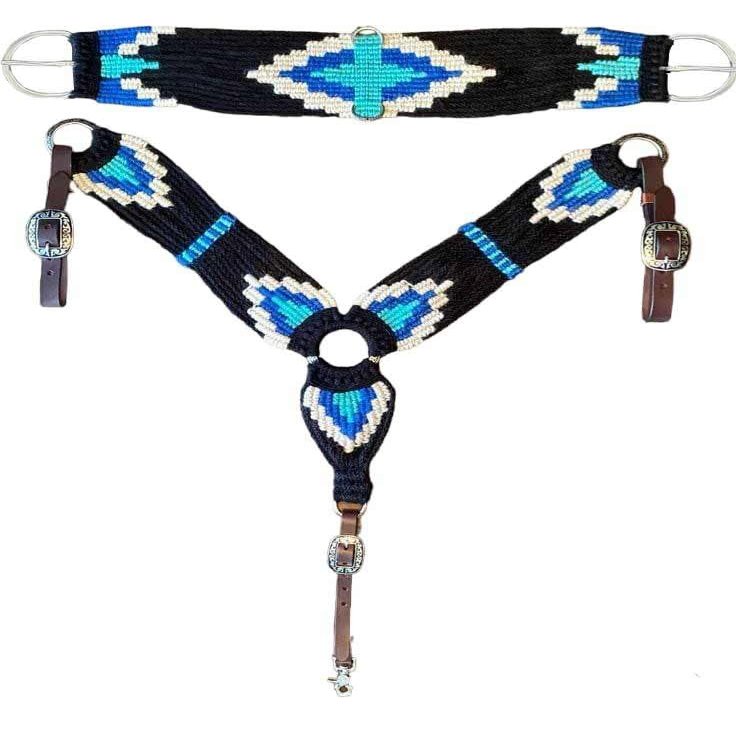 Cheval's International Wool Mohair Free Size Breast Collars and Cinch Combo : Premium Quality Horse Riding Equipment and Stylish Collar Accessories(Multi1_Cinch - 28)
