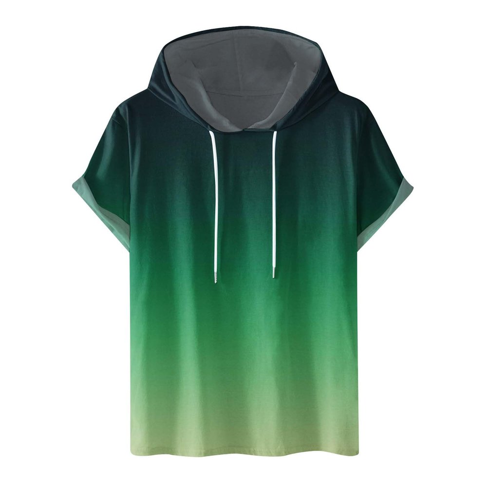 Graphic Tees for Men Casual Stylish Short Sleeve Pullover Hooded Shirts Loose Fit Gradient Color Drawstring Shirt Men Shirts Army Green 2X