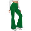 NATHGAM Womens Gym Leggings Casual Slimming Workout Flare Leggings Solid Butt Lifting Bootcut High Waist Wide Leg Yoga Pants Green view 1