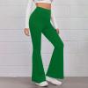 NATHGAM Womens Gym Leggings Casual Slimming Workout Flare Leggings Solid Butt Lifting Bootcut High Waist Wide Leg Yoga Pants Green view 2