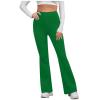 NATHGAM Womens Gym Leggings Casual Slimming Workout Flare Leggings Solid Butt Lifting Bootcut High Waist Wide Leg Yoga Pants Green view 3