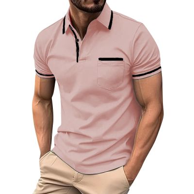 RTTUIOP Men's Polo Shirts V Neck Short Sleeve Casual T-Shirt Solid/Color Block Slim Fit Golf Shirt with Pocket Camisas para Hombres Polo Shirts for Men