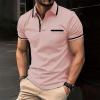 RTTUIOP Men's Polo Shirts V Neck Short Sleeve Casual T-Shirt Solid/Color Block Slim Fit Golf Shirt with Pocket Camisas para Hombres Polo Shirts for Men view 2
