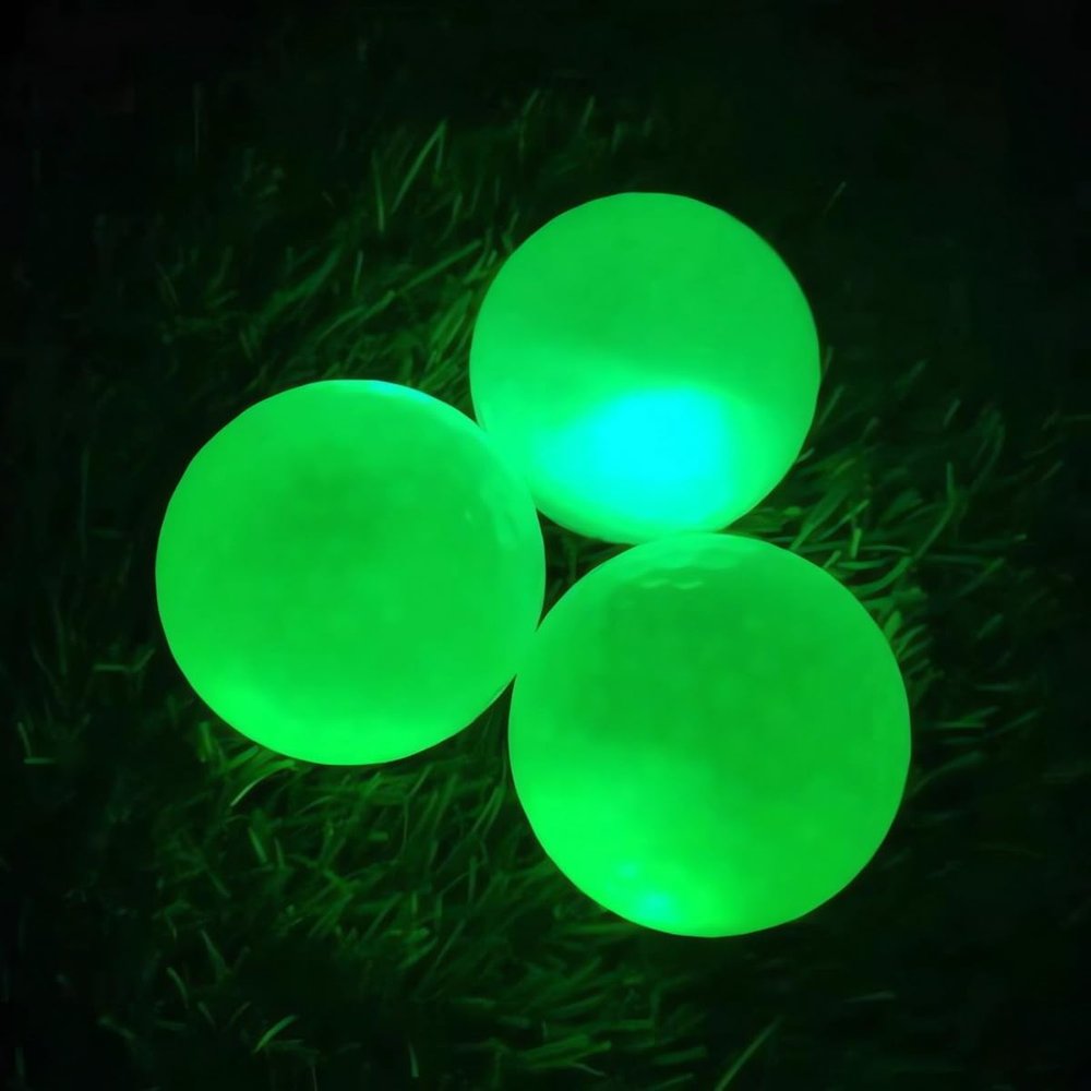 Aolowewin 3Pcs Glow in The Dark Golf Balls, Super Bright LED Golf Ball, Night Golf Practice Balls, Lights up for 5-8 Ms per Hit, for Night Golf Lover's Gifts (Green)