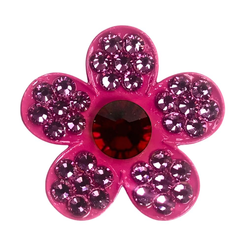 Bonjoc Premium Crystal Golf Ball Marker with Magnetic Hat Clip Flower (Blossom - Pink/Red) | Perfect Golf Accessories, Golf Gift, and Golf Giveaway for Men Women with add-ons Available!