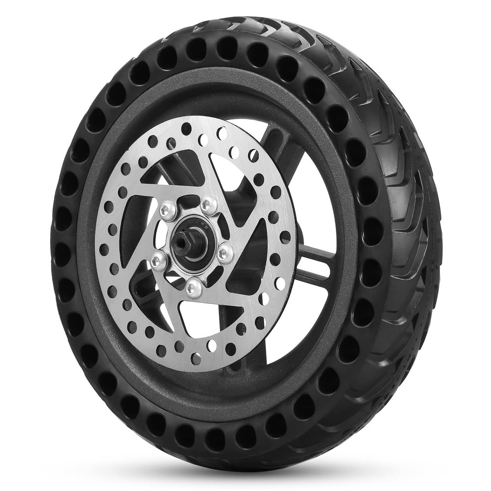 YYDStes Fit For Xiaomi Fit For M365 Electric Scooter Rear Tire With Wheel Hub Disc Brake Set 8.5 In Solid Electric Scooter Wheel Spare Parts, Black