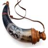 Gun Powder Horn with Leather Strap, Viking Horn Compass Engraved, with Leather Strap - 12 to14 Inches Civil War Horn Re-Enactment - Hand Carved Black Powder Battle Horn for Mountain Man view 3
