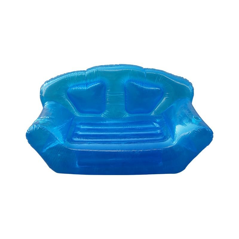 TUANMER Inflatable Sofa Seat Double Blow-up Chair Patio Portable Air Sofa Camping Outdoor Beach Room Hiking Picnic Music Festival Furniture Living Room Lazy Recliner Bed Lunch Break Folding (Blue)