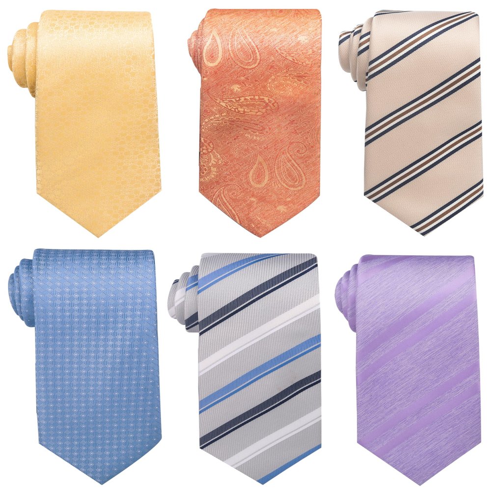 joy alice Tie For Men 6 PCS Necktie Woven Jacquard Neck Ties Set (Gold,Purple)