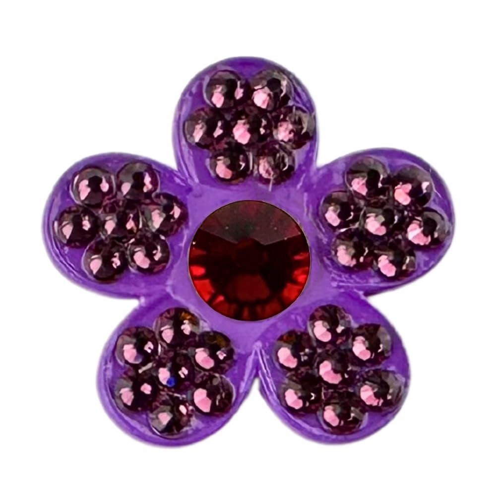 Bonjoc Premium Crystal Golf Ball Marker with Magnetic Hat Clip Flower (Violet - Purple/Red) | Perfect Golf Accessories, Golf Gift, and Golf Giveaway for Men Women with add-ons Available!