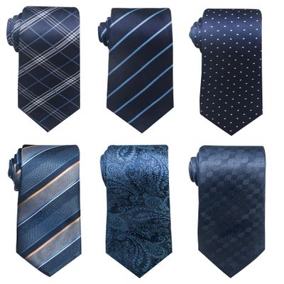 joy alice Tie For Men 6 PCS Necktie Woven Jacquard Neck Ties Set (dark blue)