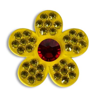 Bonjoc Premium Crystal Golf Ball Marker with Magnetic Hat Clip Flower (Sunrise - Yellow/Red) | Perfect Golf Accessories, Golf Gift, and Golf Giveaway for Men Women with add-ons Available!