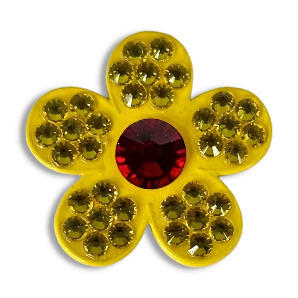 Bonjoc Premium Crystal Golf Ball Marker with Magnetic Hat Clip Flower (Sunrise - Yellow/Red) | Perfect Golf Accessories, Golf Gift, and Golf Giveaway for Men Women with add-ons Available!
