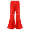 FEESHOW Toddler Baby High Waist Bell Bottoms Casual Outfits Girls Kids Denim Flared Pants Ruffled Wide Leg Trouser Red M 7-8 Years view 2