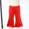 FEESHOW Toddler Baby High Waist Bell Bottoms Casual Outfits Girls Kids Denim Flared Pants Ruffled Wide Leg Trouser Red M 7-8 Years view 3