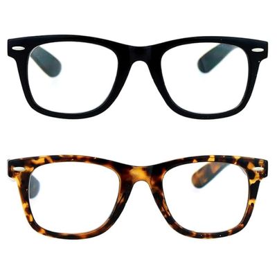 SA106 Retro Horn Rim Multi 3 Focus Progressive Reading Glasses ([2-pack] black & tortoise, 1, x)