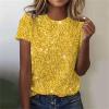 Women Sparkly Graphic Print Tops Tie Dye Tee Shirt Loose Short Sleeve Crewneck Tshirt Basic Casual Color Block Blouse view 2