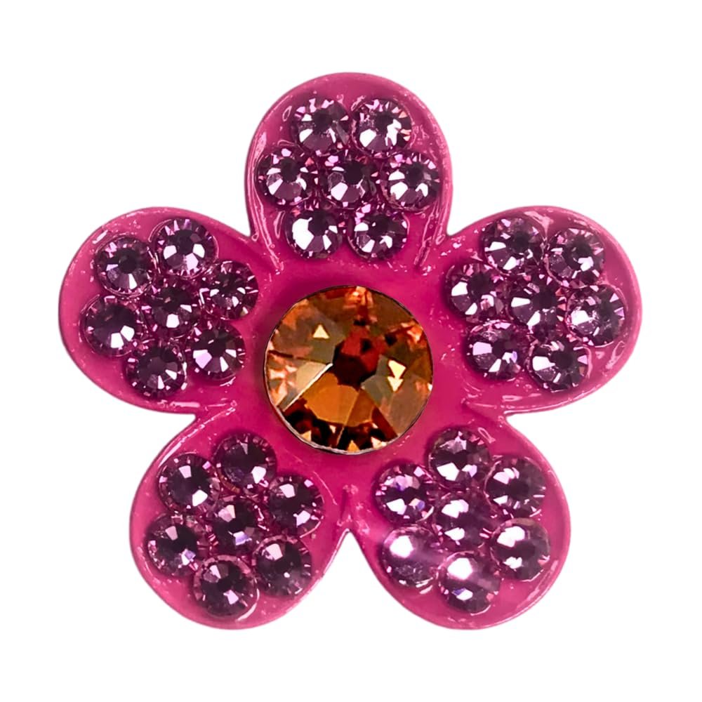 Bonjoc Premium Crystal Golf Ball Marker with Magnetic Hat Clip Flower (Sweet Pea - Pink/Orange) | Perfect Golf Accessories, Golf Gift, and Golf Giveaway for Men Women with add-ons Available!