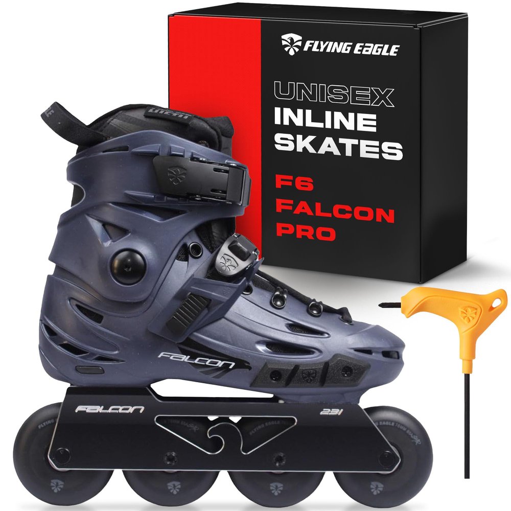 Flying Eagle F6 Falcon Pro Freeskates - Adult Inline Skates for Men, Adult Skates Urban, Mens Roller Skate Shoes, Skating Shoes, Inline Speed Skate - Midnight Blue, Men's Size: 5 US / 36 EU