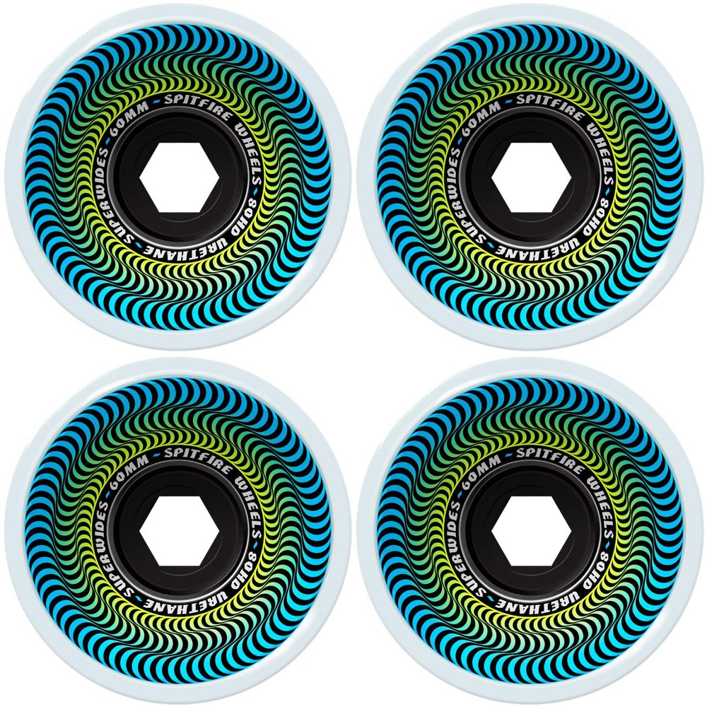 Spitfire Skateboard Wheels 60mm 80HD Superwides Ice Grey Soft Cruiser Formula