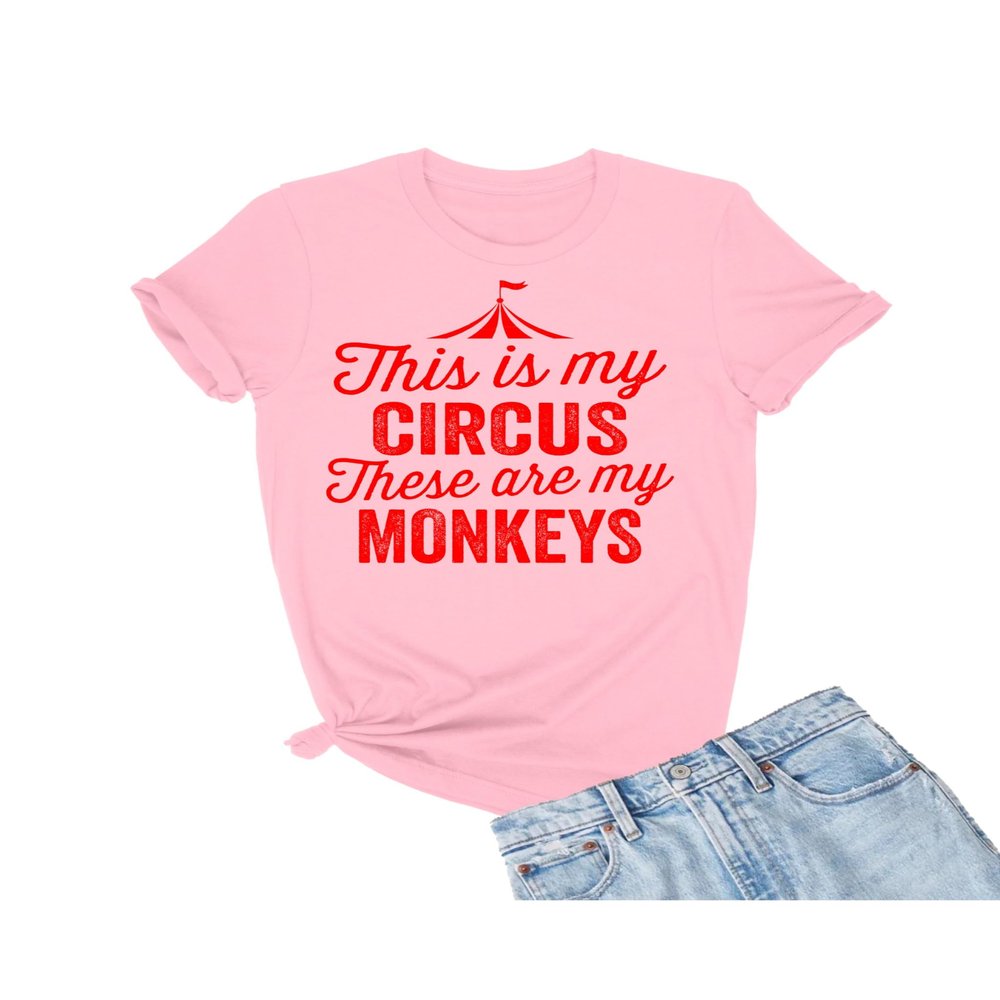 4X-Large Pink Mens This is My Circus These are My Monkeys Funny Mom T-Shirt